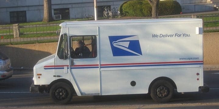 USPS mail truck used with report on mail carrier assault arrest