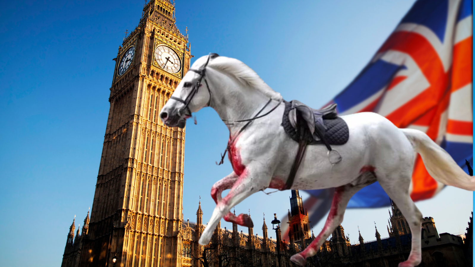 UK: Blood Red Horse and Big Ben Suddenly Stops Working