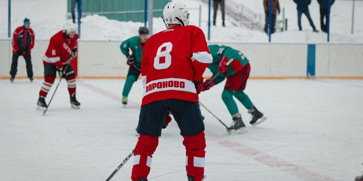 Ice hockey players in action on the rink