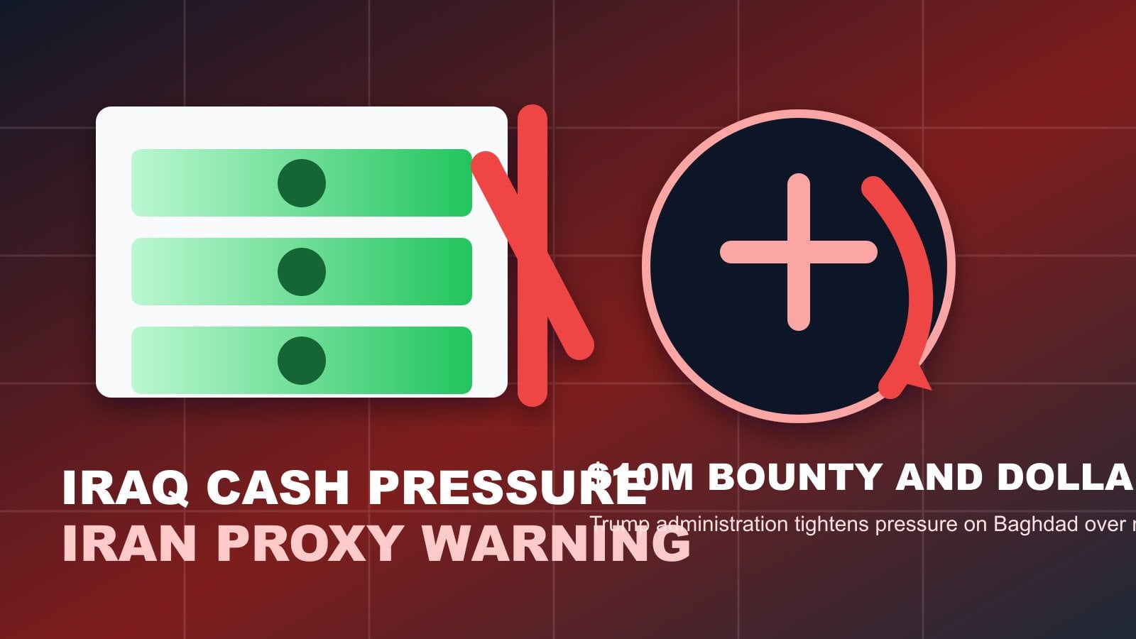 Original WLTR graphic showing Iraq cash pressure and Iran proxy warning.