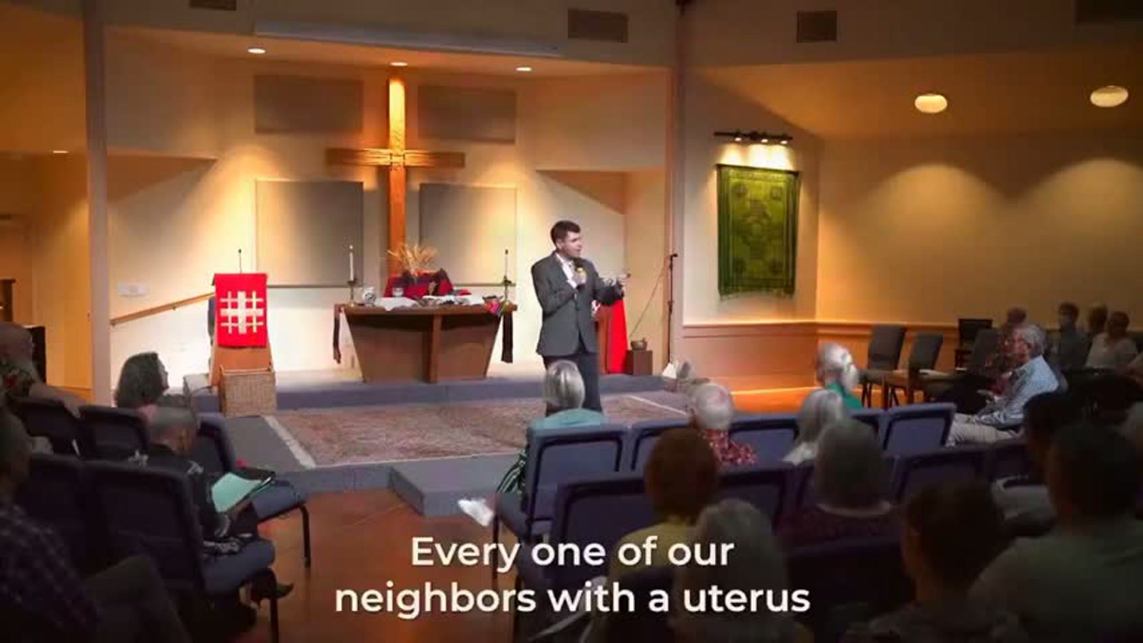 James Talarico speaks in a video clip captioned Every one of our neighbors with a uterus
