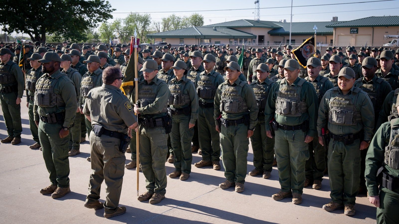 U.S. Border Patrol Chief Michael W. Banks addressing trainees in Artesia, New Mexico