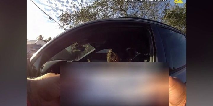 Bodycam view from a Palm Beach County traffic stop involving Kathleen Thomas
