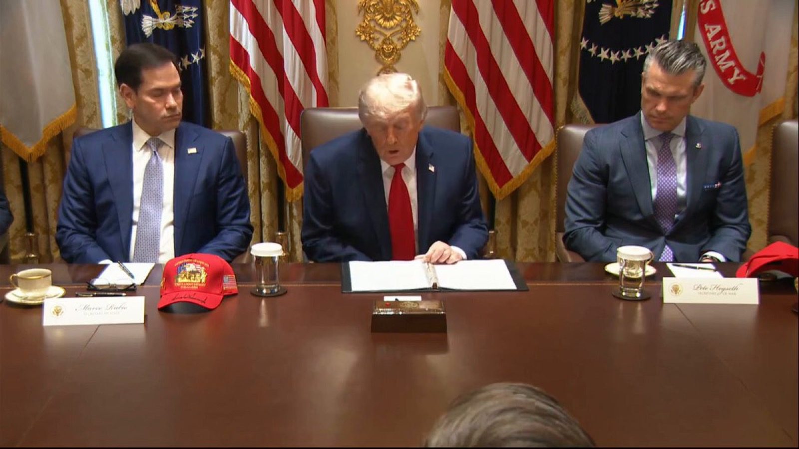 President Trump speaks during a Cabinet meeting about Vice President JD Vance and the White House anti-fraud task force