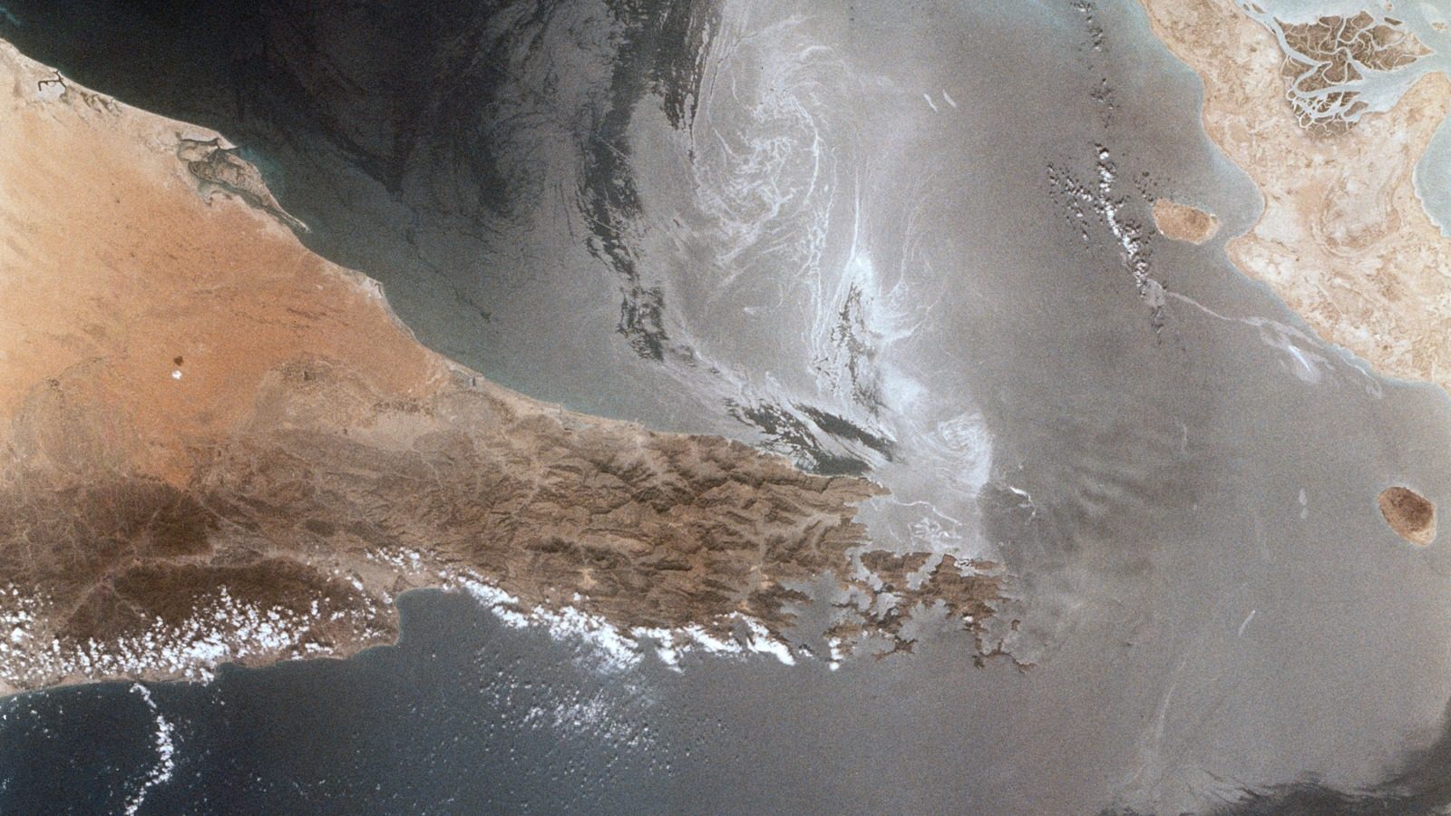 Satellite view of the Strait of Hormuz