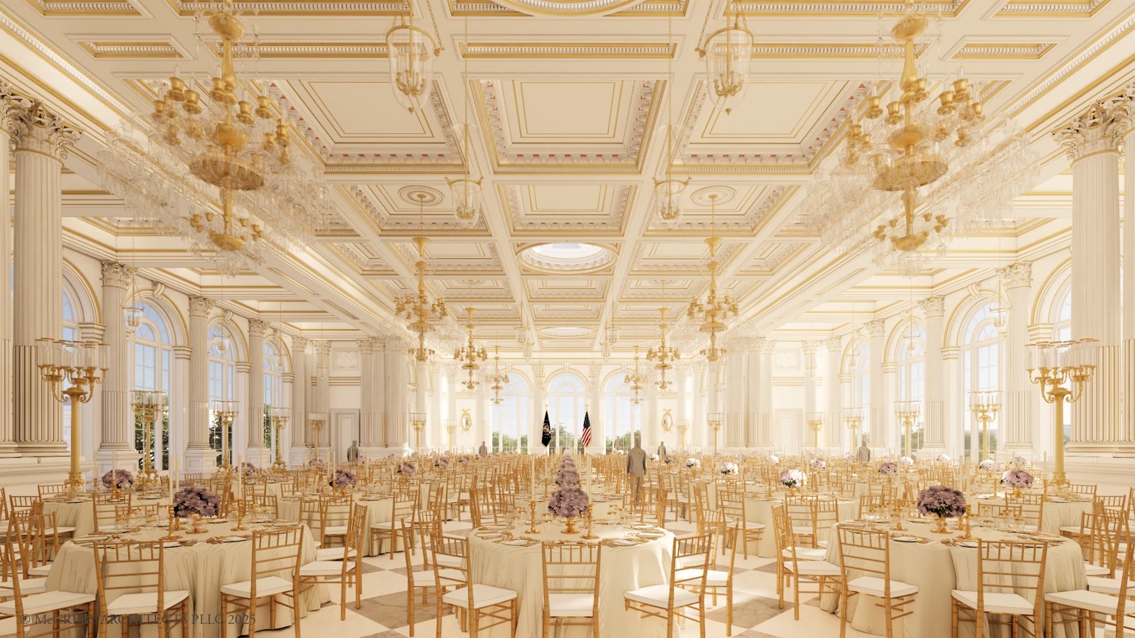 White House State Ballroom rendering shown on the official East Wing Expansion page