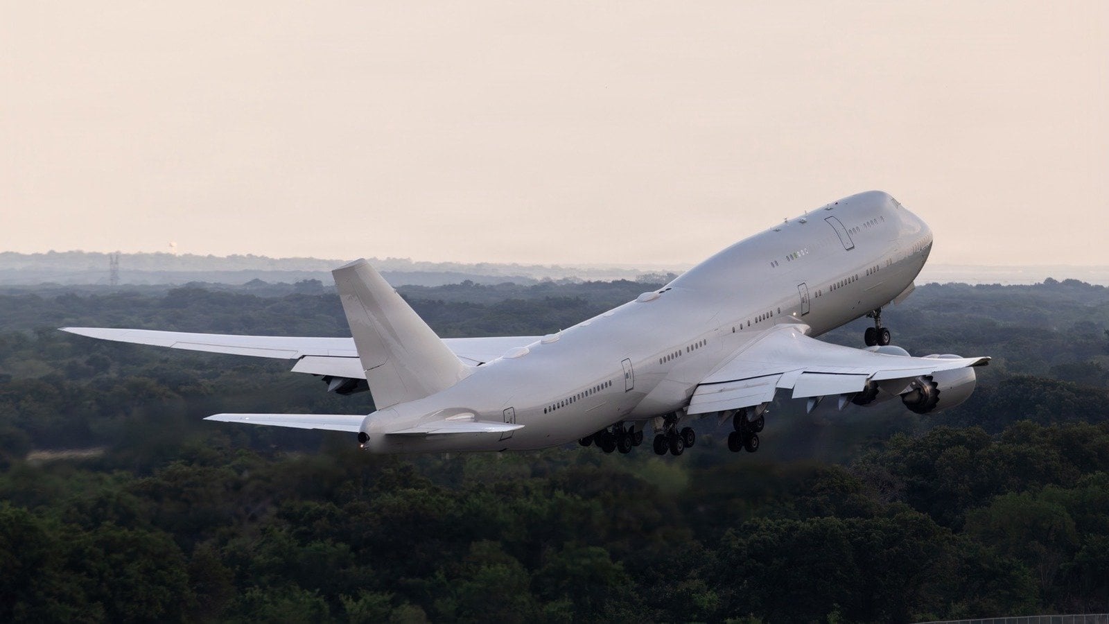 VC-25B Bridge aircraft taking off during flight testing