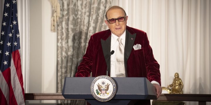 Clive Davis speaks at a Kennedy Center Honors Dinner at the State Department