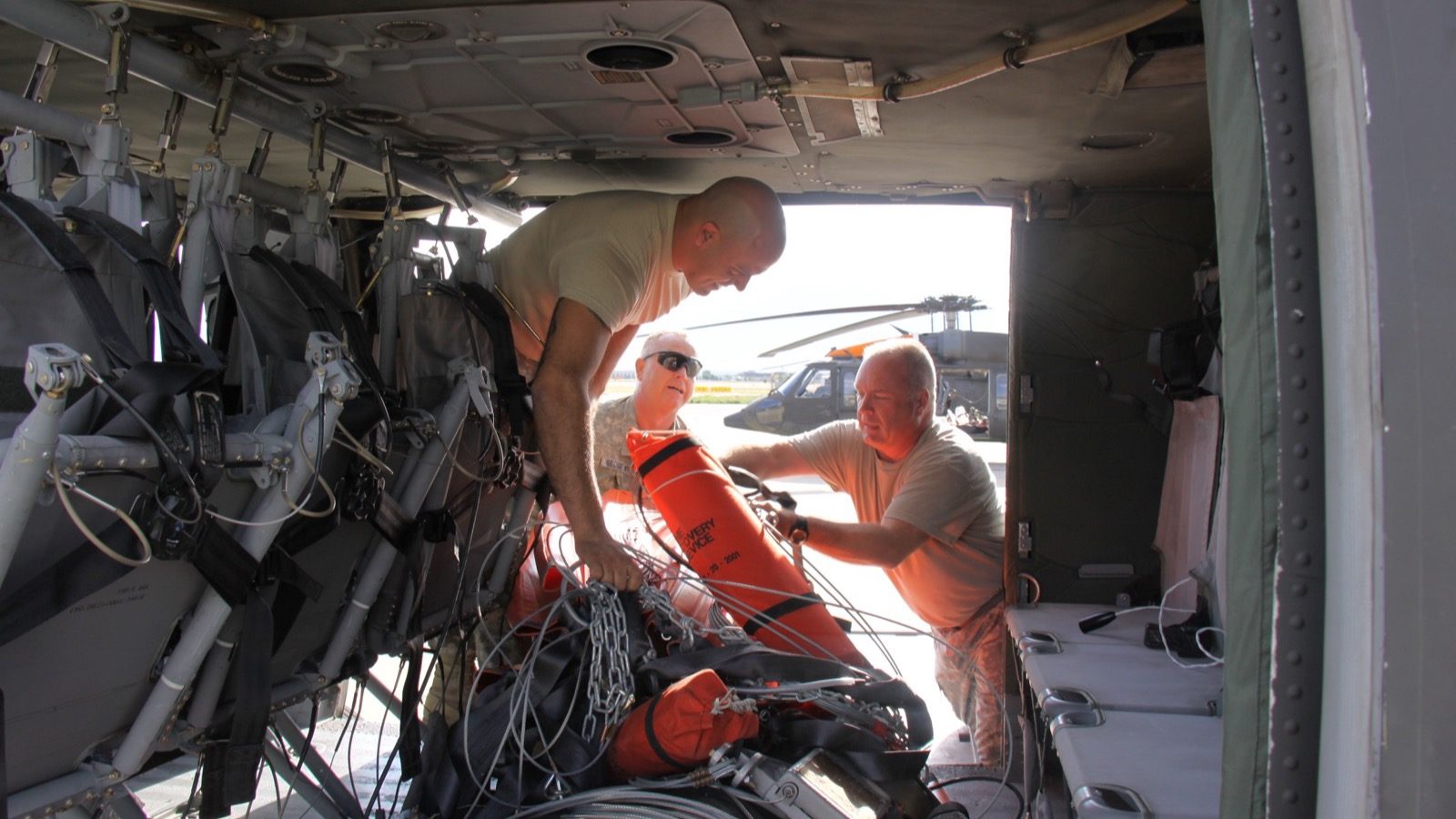 Utah Army National Guard soldiers prepare wildfire bucket equipment