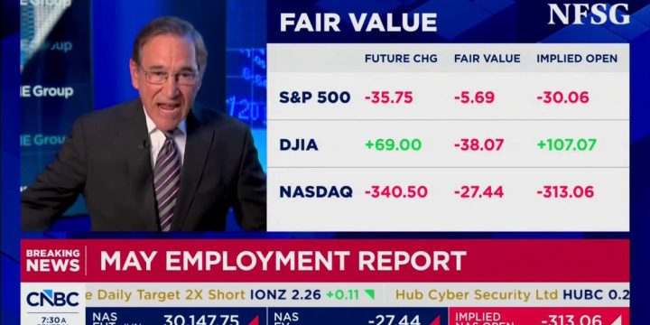 Source video still from RNC Research showing CNBC coverage of the May employment report