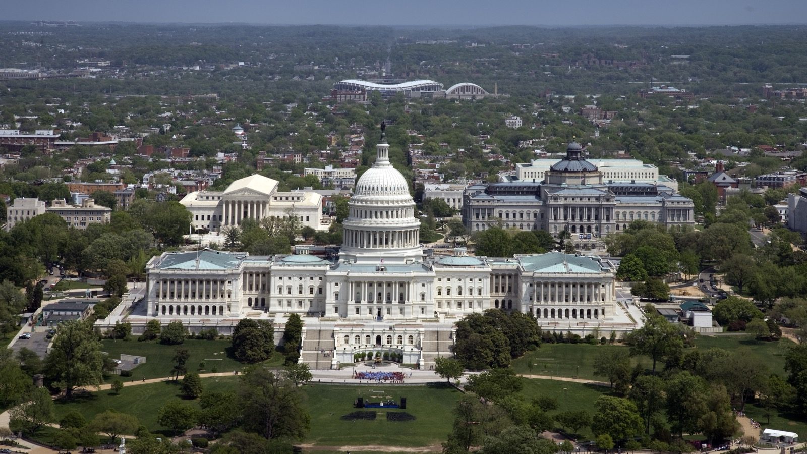 Aerial view of the United States Capitol building in Washington, D.C.