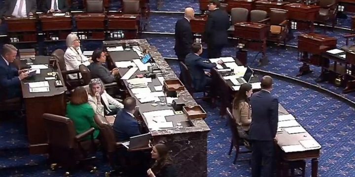 Source video still of the U.S. Senate floor during a vote-a-rama