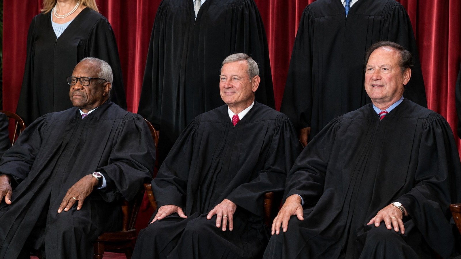 Rights-safe Supreme Court image of Justices Thomas Roberts and Alito