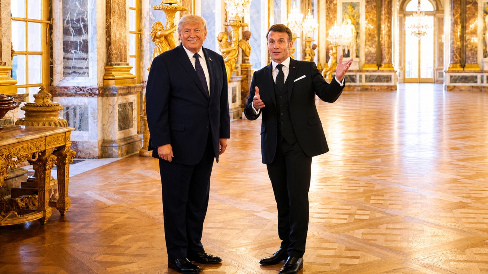 President Trump and French President Emmanuel Macron at Versailles