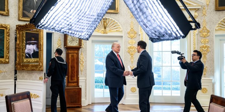 President Trump sits for an NBC News interview in the Oval Office.