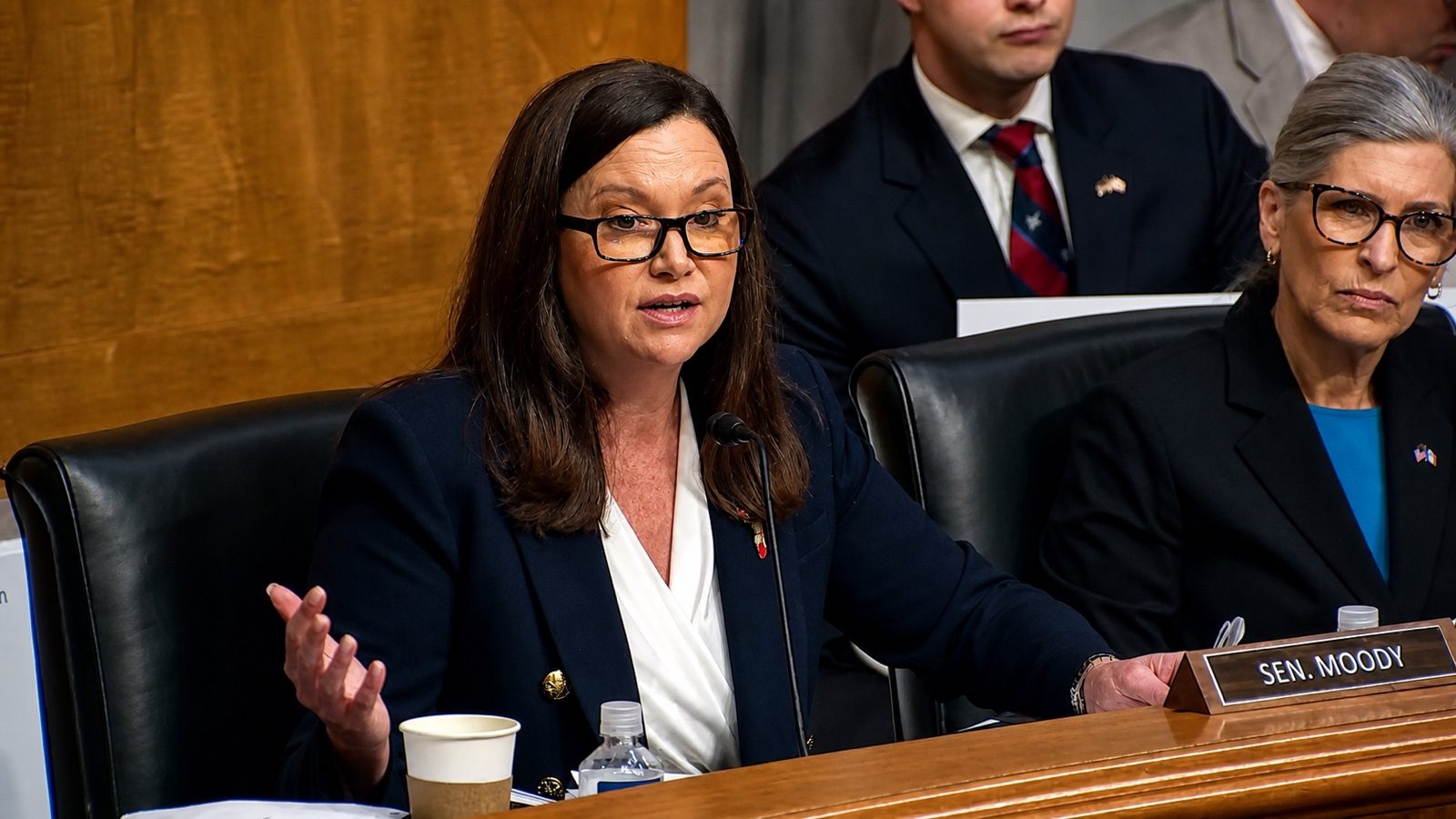 Senator Ashley Moody questions Anthony Fauci during a Senate hearing on July 29, 2026