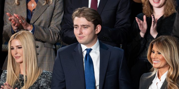 Barron Trump seated with members of the Trump family at the 2026 State of the Union address