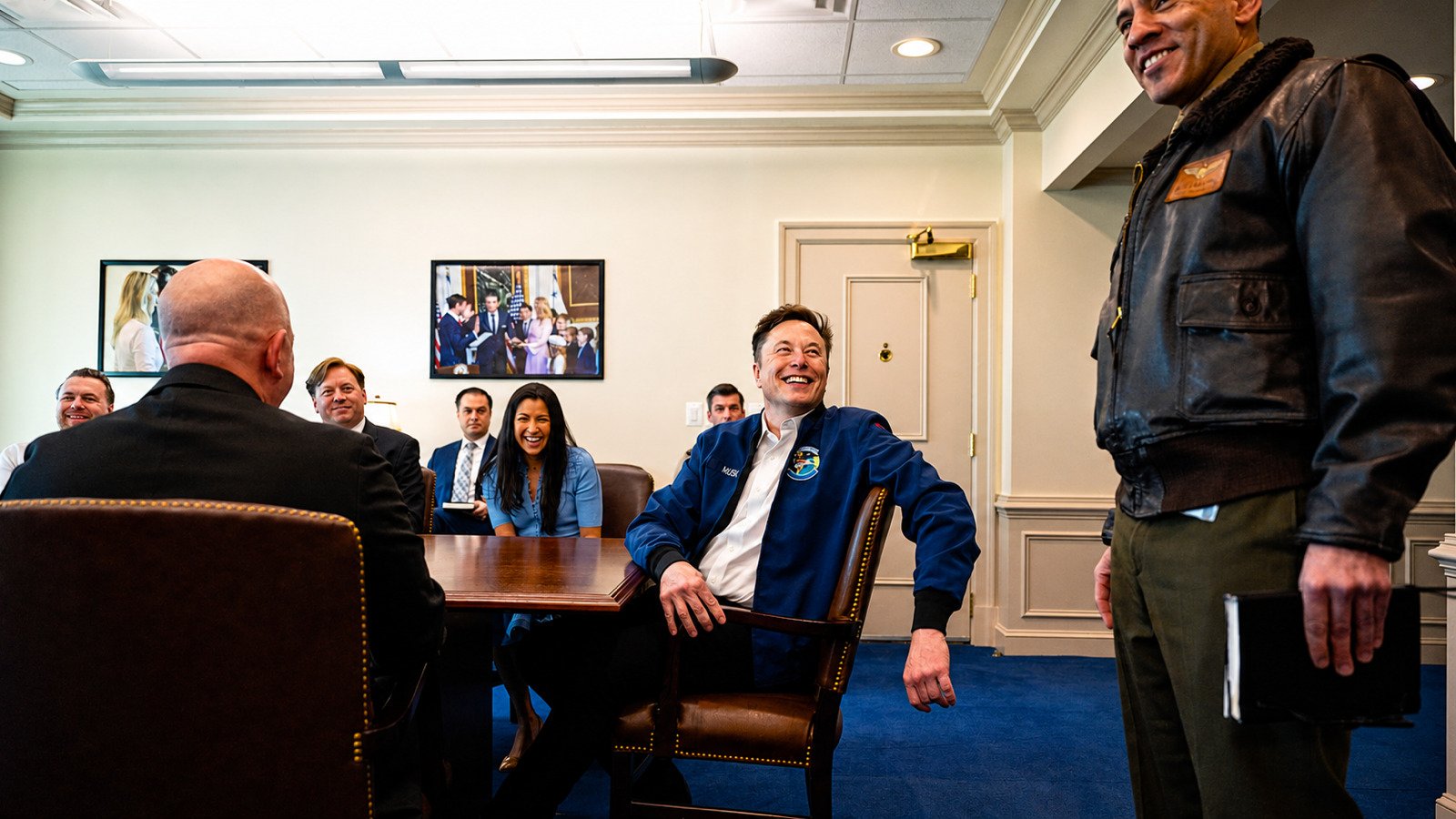 Elon Musk smiles during a March 2025 visit to the Pentagon