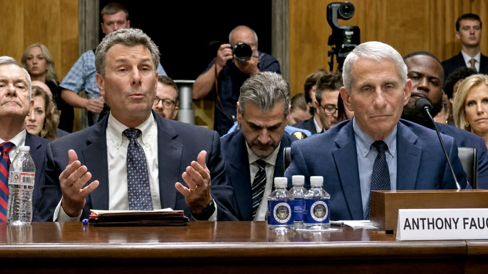 Anthony Fauci and his attorney during the July 29, 2026 Senate hearing