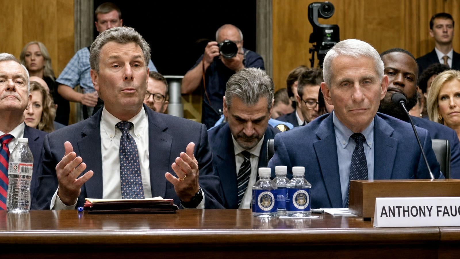 Anthony Fauci and his attorney during the July 29, 2026 Senate hearing