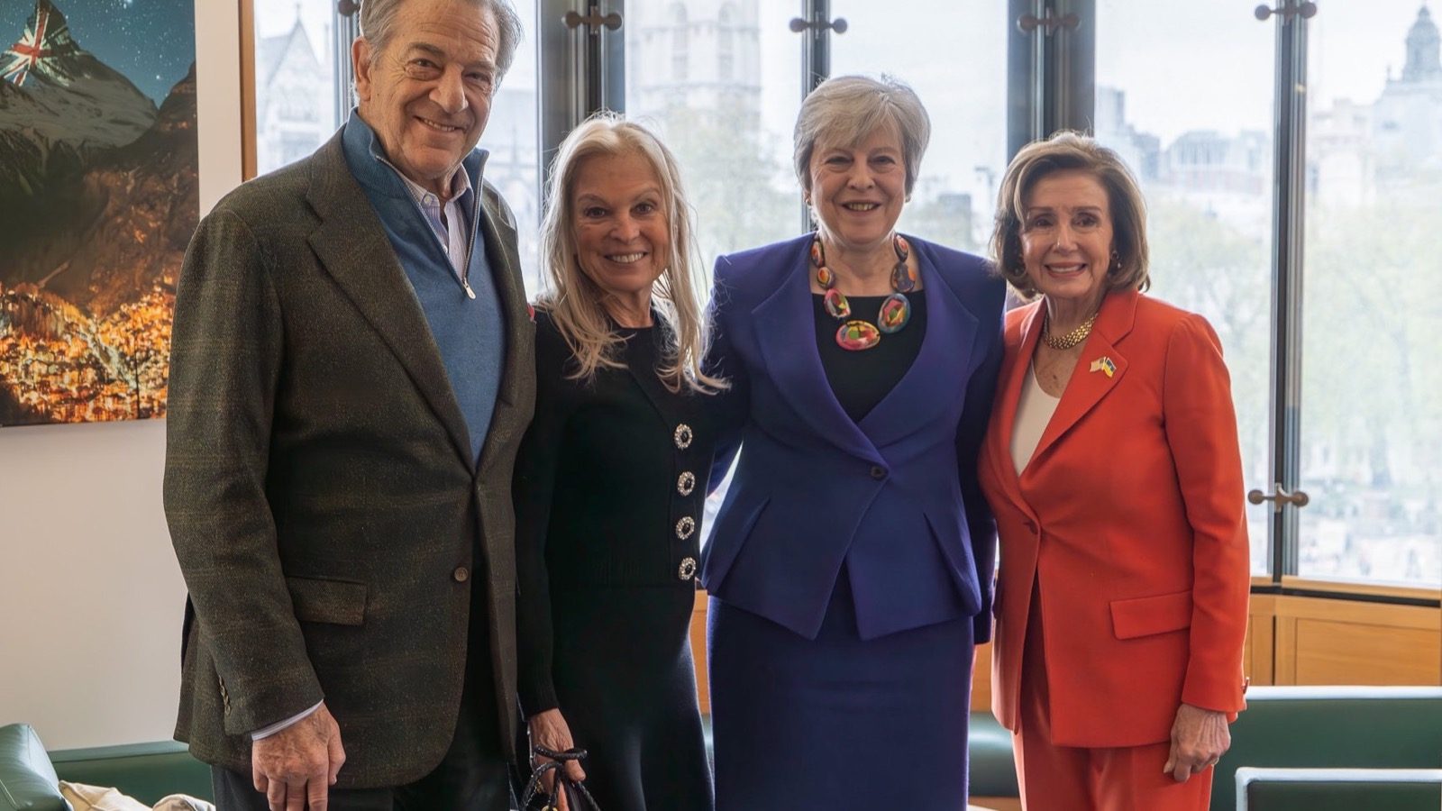 Paul Pelosi, Jane Hartley, Theresa May, and former House Speaker Nancy Pelosi