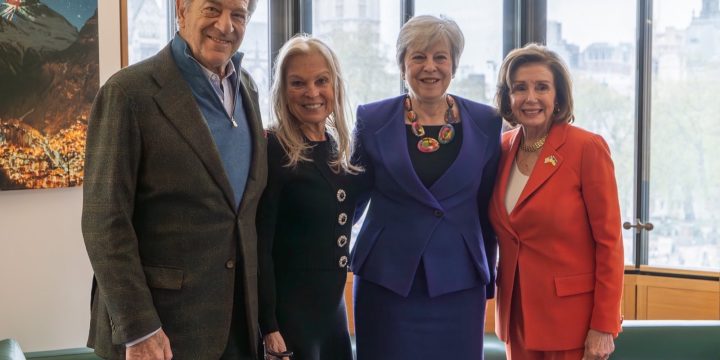 Paul Pelosi, Jane Hartley, Theresa May, and former House Speaker Nancy Pelosi