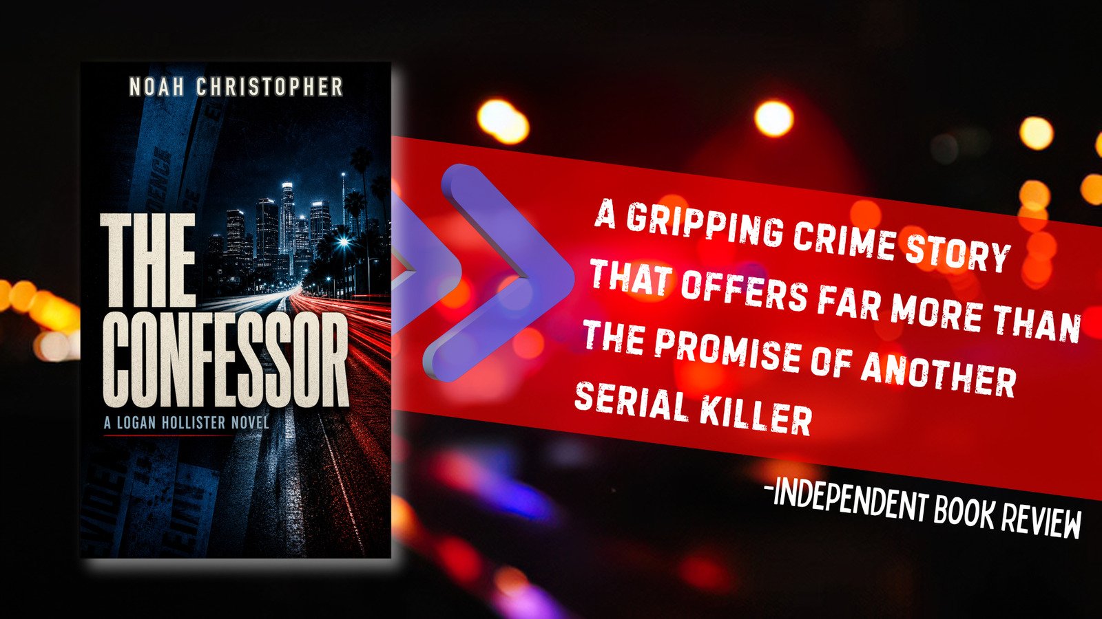 The Confessor cover with Independent Book Review's gripping crime story praise