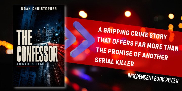 The Confessor cover with Independent Book Review's gripping crime story praise