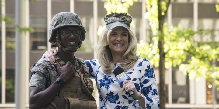 Janice Dean reporting for Fox and Friends during Fleet Week New York