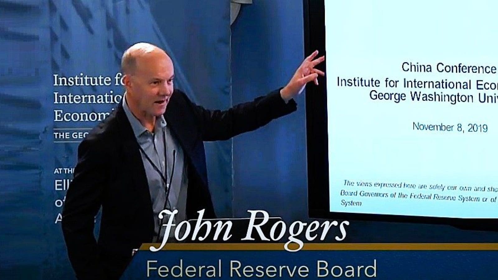 John Rogers speaking at a 2019 China economic conference
