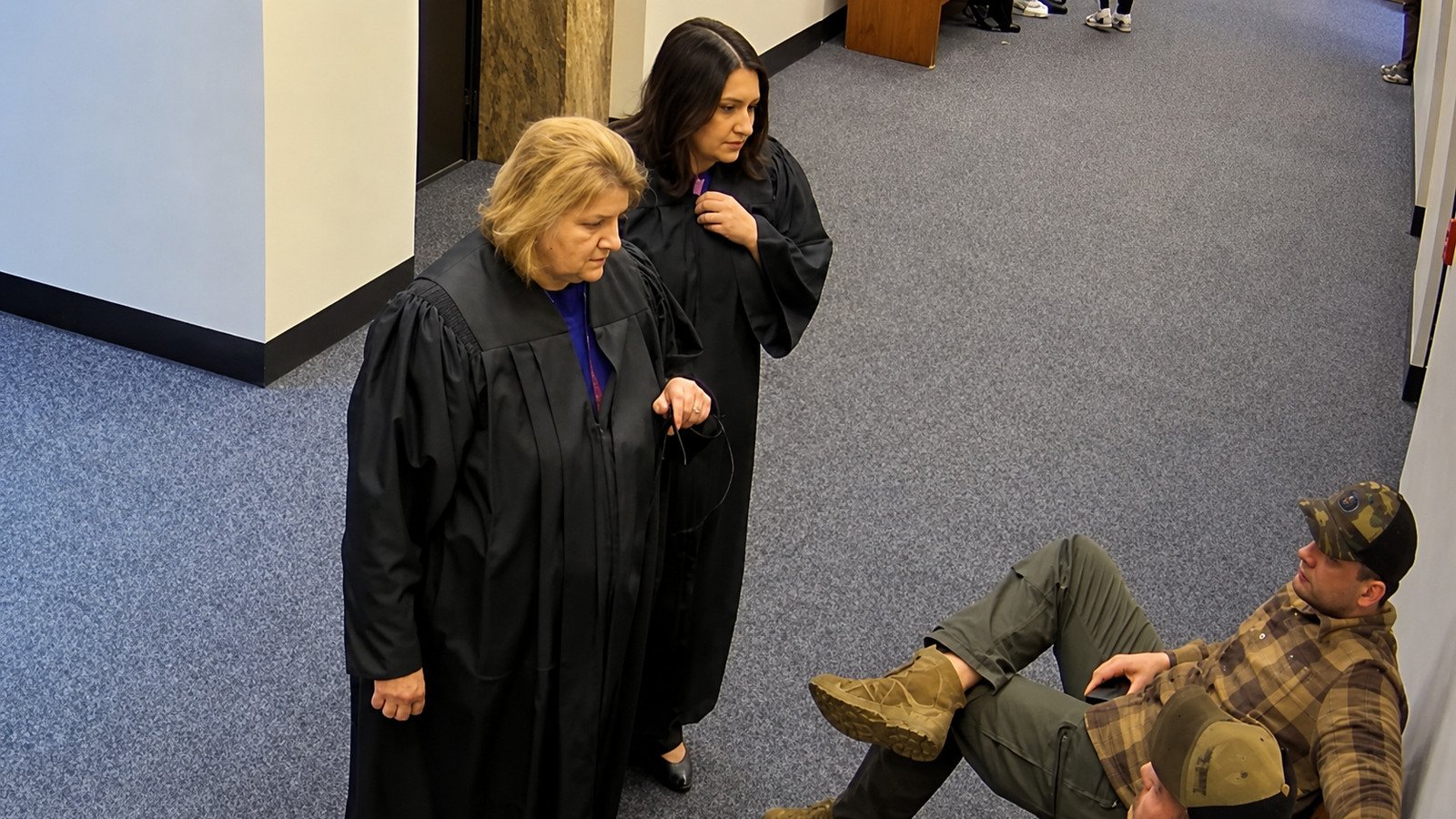 Former Wisconsin Judge Hannah Dugan in a courthouse hallway