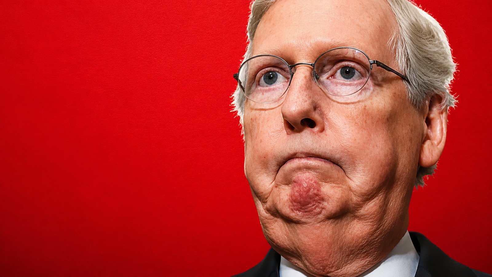 Mitch McConnell pictured with emergency medical imagery in a hospital report graphic