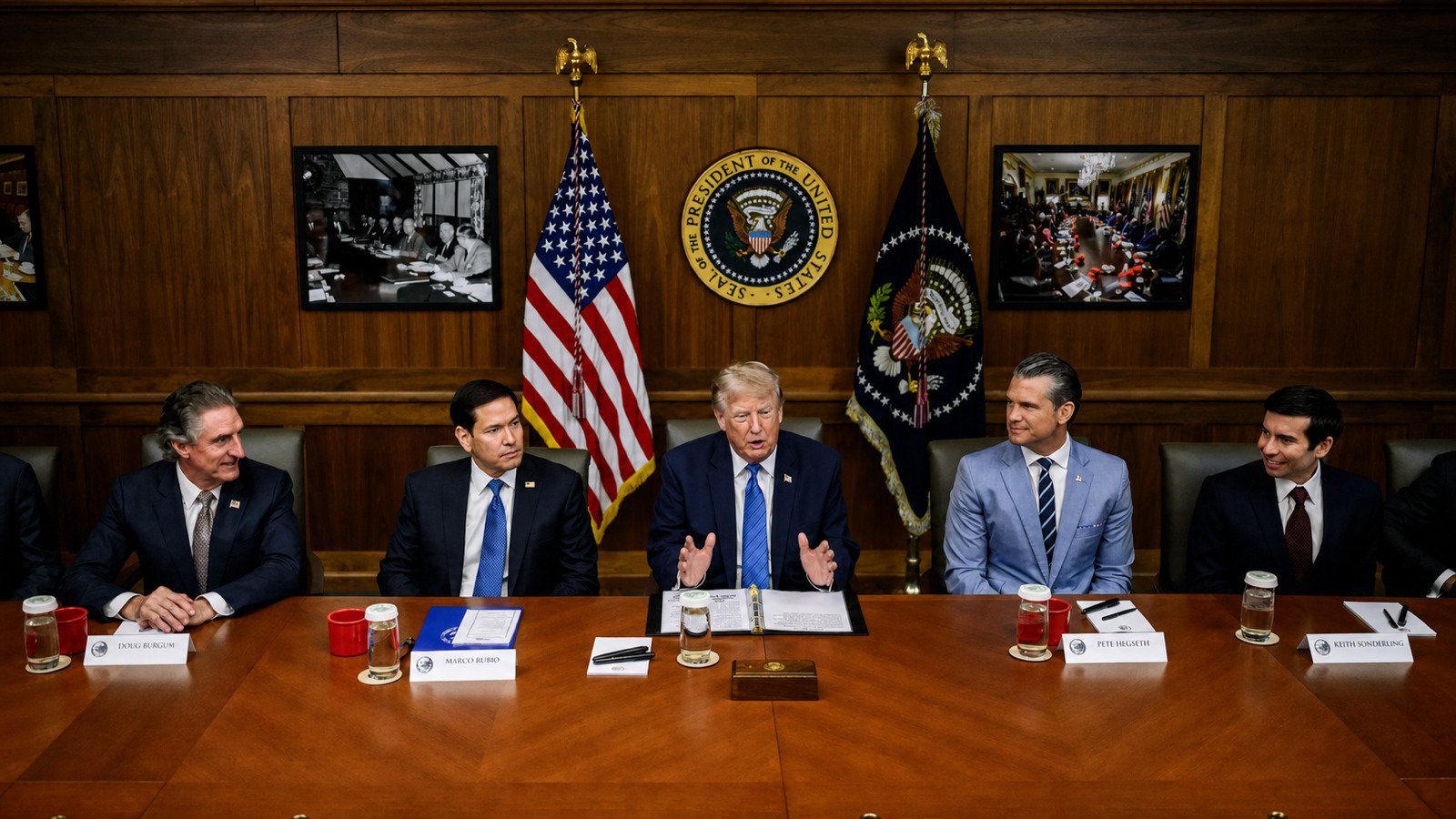 President Trump meets with Cabinet members at Camp David on July 31, 2026