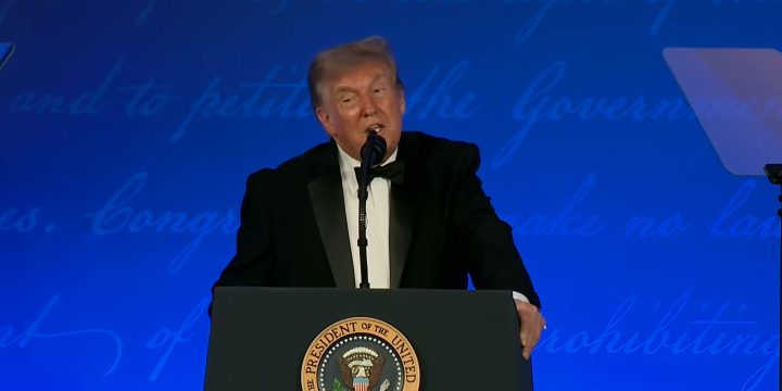 President Trump speaks at the White House Correspondents' Association Dinner on July 24, 2026
