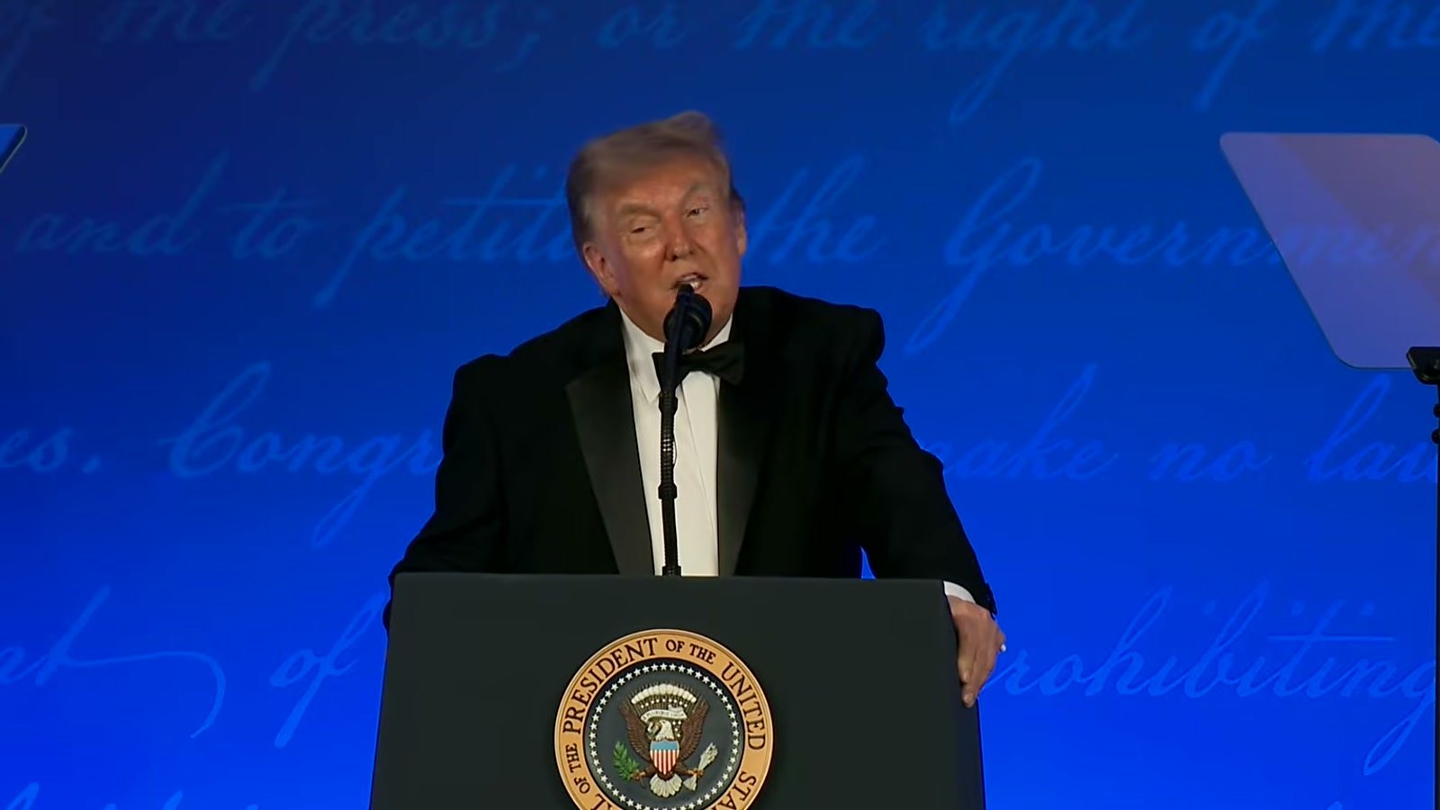 President Trump speaks at the White House Correspondents' Association Dinner on July 24, 2026
