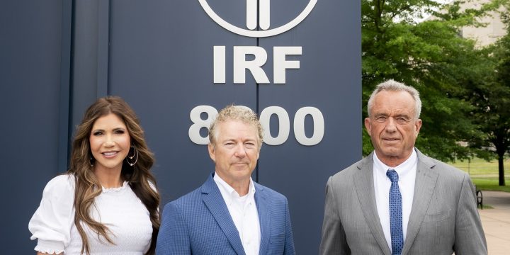 Senator Rand Paul with Kristi Noem and Robert F. Kennedy Jr. at a federal biodefense research facility