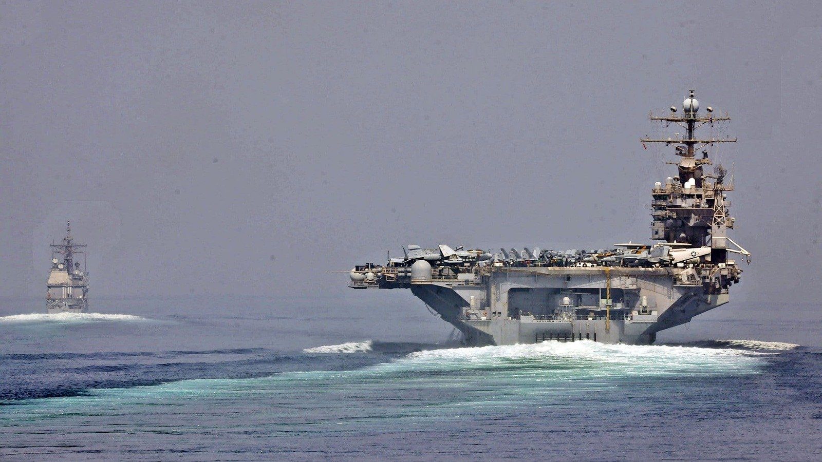 U.S. Navy carrier strike group transits the Strait of Hormuz