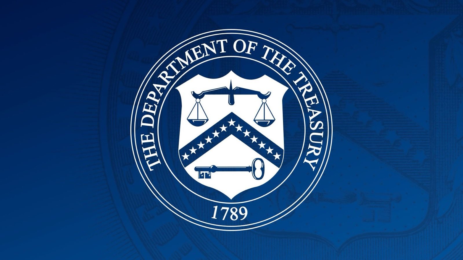 Seal of the U.S. Department of the Treasury on a blue background