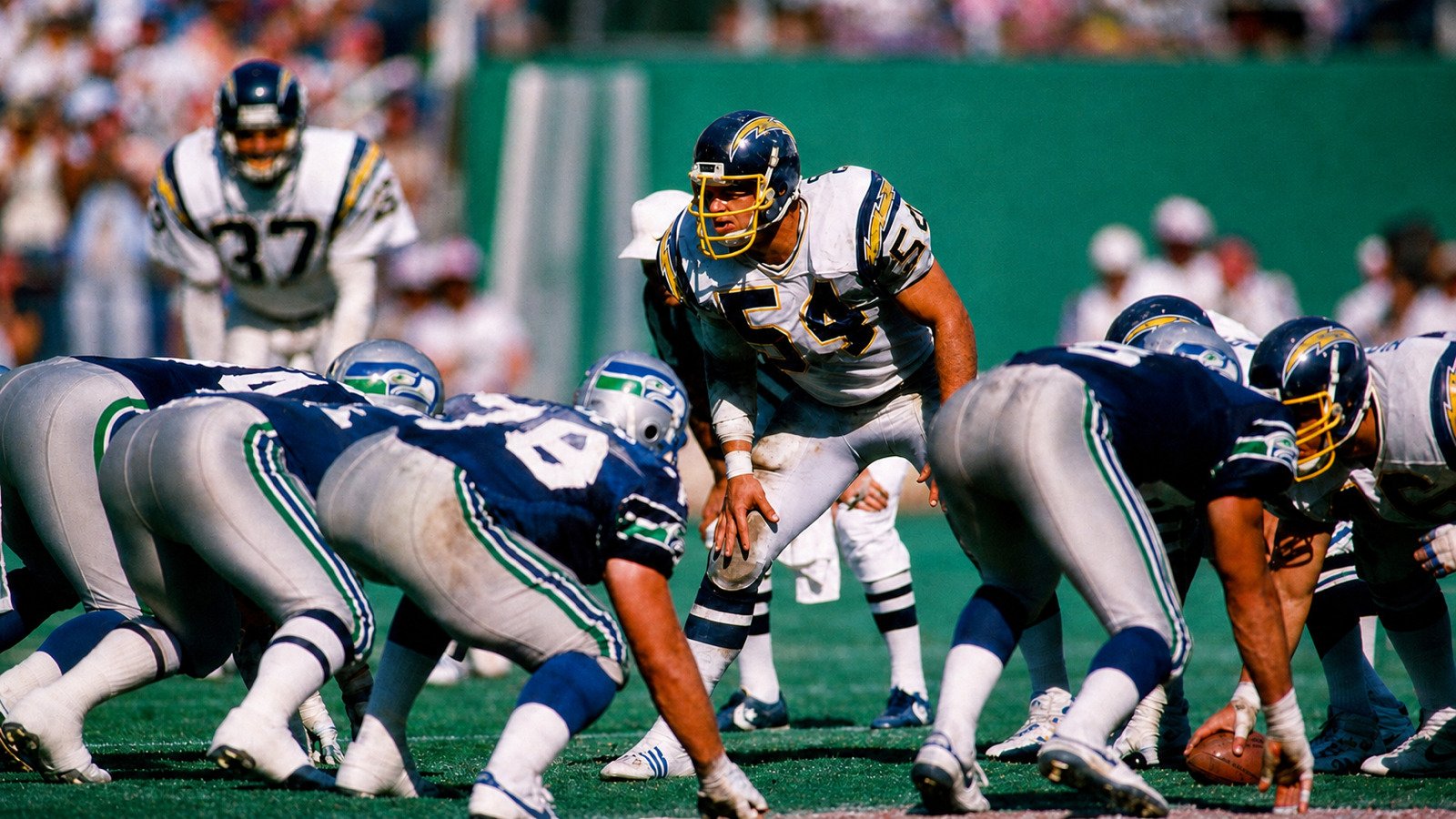 Billy Ray Smith Jr. lines up at linebacker for the San Diego Chargers