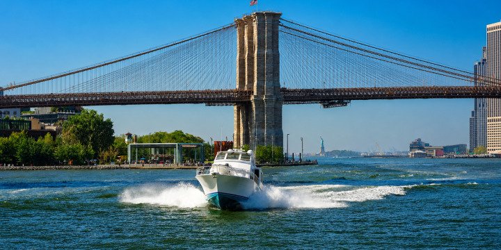 Brooklyn Bridge spanning the East River in New York City