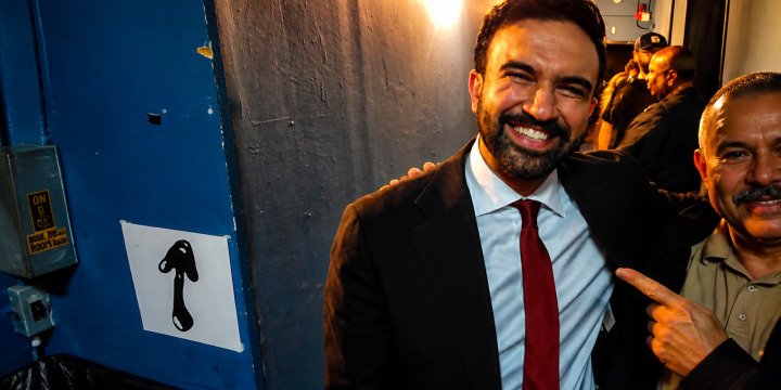 New York City Mayor Zohran Mamdani backstage at a political rally