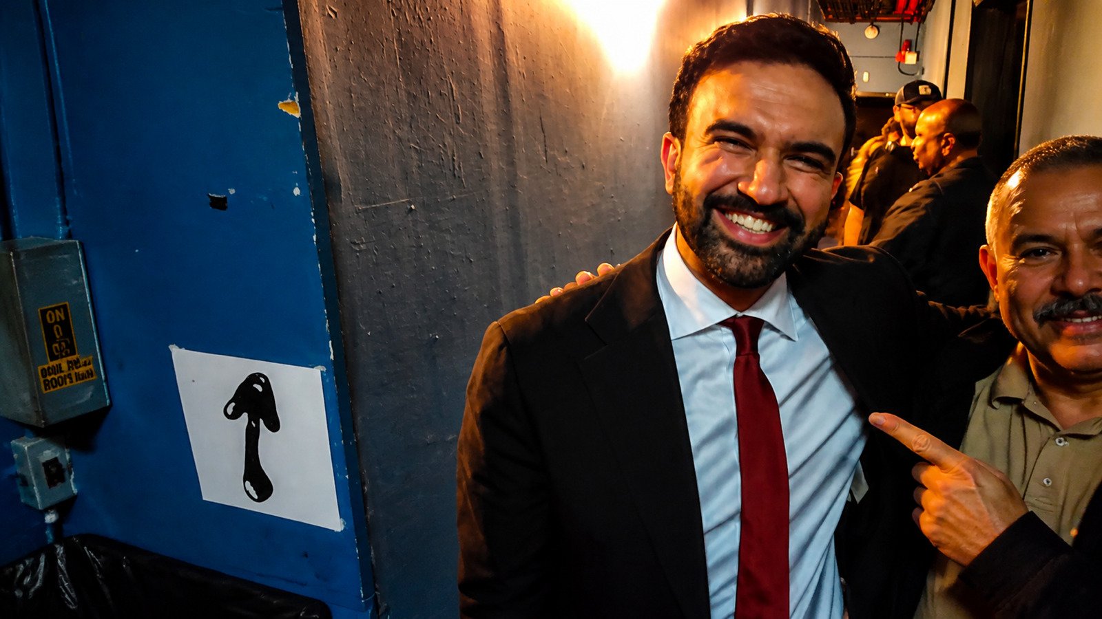 New York City Mayor Zohran Mamdani backstage at a political rally